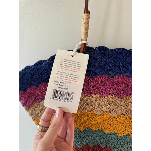 SEZANE Félicie Multicoloured Raffia Basket - Picture 7 of 10